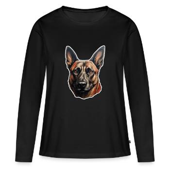 Malinois belge au caractère bien trempé - T-shirt manches longues Premium bio Femme - noir - Devant - Julia (174cm)