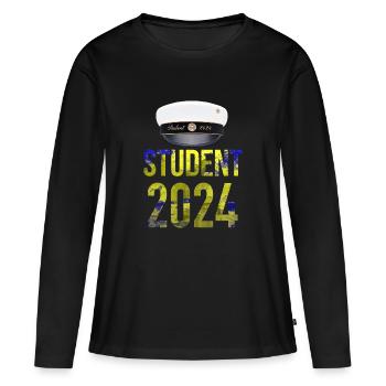 Abschlussfeier 2024 Abiturfeier - Frauen Premium Bio Langarmshirt - Schwarz - Vorne - Julia (174cm)