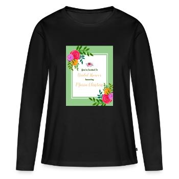 INVITATION EN L'HONNEUR DE MARIAGE - T-shirt manches longues Premium bio Femme - noir - Devant - Julia (174cm)