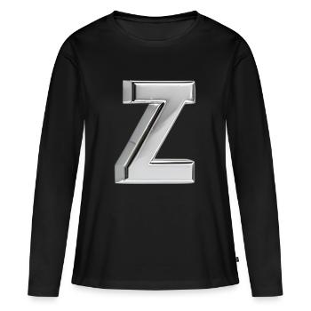 Chrome ,, Z " Métallisé - T-shirt manches longues Premium bio Femme - noir - Devant - Julia (174cm)