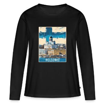 Peinture d’Helsinki - T-shirt manches longues Premium bio Femme - noir - Devant - Julia (174cm)