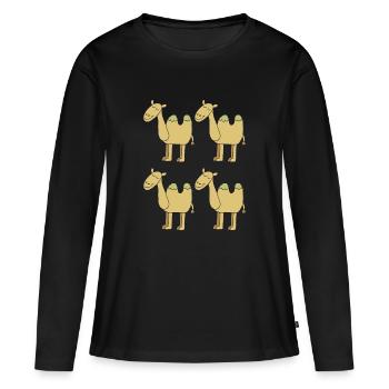 kamel herde - Frauen Premium Bio Langarmshirt - Schwarz - Vorne - Julia (174cm)