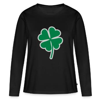 Trèfle Chanceux - T-shirt manches longues Premium bio Femme - noir - Devant - Julia (174cm)