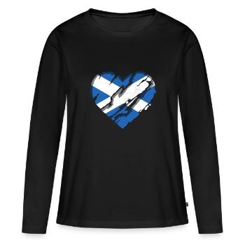 Drapeau de l’Écosse Drapeau écossais Alba GB Royaume-Uni - T-shirt manches longues Premium bio Femme - noir - Devant - Julia (174cm)