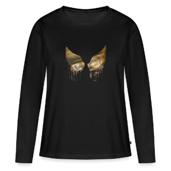 angelwings,flügel,gold,engelsflügel,metallisch - Frauen Premium Bio Langarmshirt - Schwarz - Vorne - Julia (174cm)