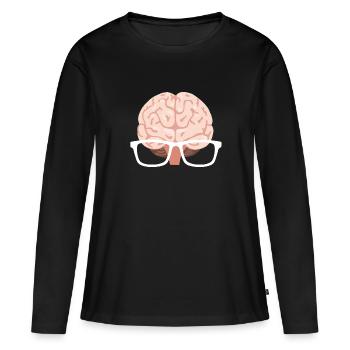 Nerd - T-shirt manches longues Premium bio Femme - noir - Devant - Julia (174cm)