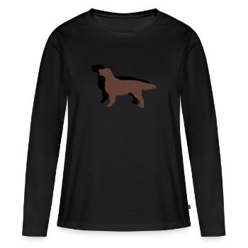 2 Flat Coated Retriever - Frauen Premium Bio Langarmshirt - Schwarz - Vorne - Julia (174cm)