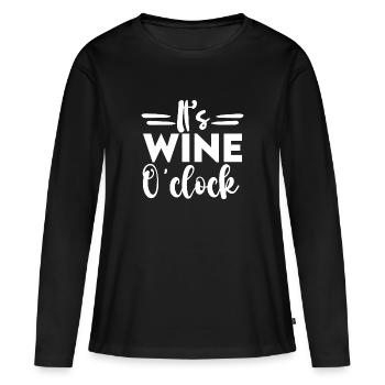 Wein - Frauen Premium Bio Langarmshirt - Schwarz - Vorne - Julia (174cm)
