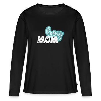 boy mom - Women's Premium Organic Long Sleeve Shirt - black - Front - Julia (174cm)