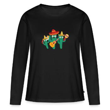 cactus family,Mexico,Mexican,Mariachi - Women's Premium Organic Long Sleeve Shirt - black - Front - Julia (174cm)