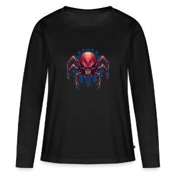 Arachnides de conception d’araignée abstraite colorée - T-shirt manches longues Premium bio Femme - noir - Devant - Julia (174cm)
