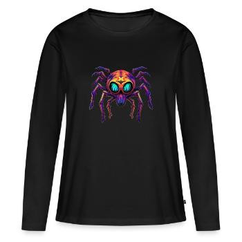 Arachnides de conception d’araignée abstraite colorée - T-shirt manches longues Premium bio Femme - noir - Devant - Julia (174cm)