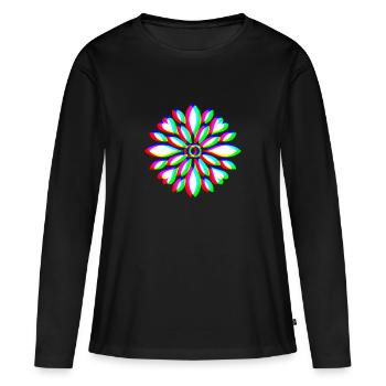 EDM Floral Mandala - T-shirt manches longues Premium bio Femme - noir - Devant - Julia (174cm)