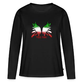 Iran libre, Liberté, Iran, Angelwings,Engelsflügel - T-shirt manches longues Premium bio Femme - noir - Devant - Julia (174cm)