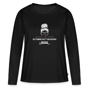 Octobre est toujours rose - T-shirt manches longues Premium bio Femme - noir - Devant - Julia (174cm)
