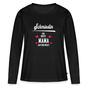 Schmiedin Beste Mama Muttertag Geburtstag Schmiede - Frauen Premium Bio Langarmshirt - Schwarz - Vorne - Julia (174cm)