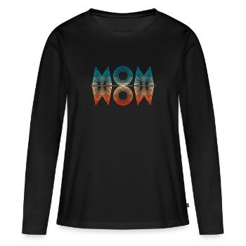 MOM WOW Mirror - T-shirt manches longues Premium bio Femme - noir - Devant - Julia (174cm)