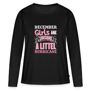 Motivierendes Dezember-Motiv für Mädchen - Frauen Premium Bio Langarmshirt - Schwarz - Vorne - Julia (174cm)