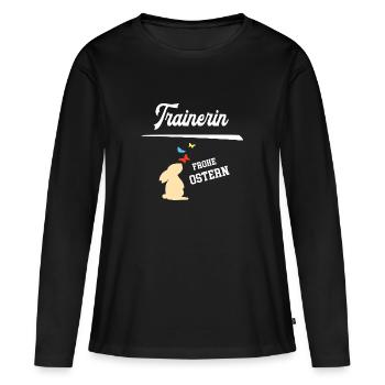 Trainerin Ostern Oster Outfit Fußballtrainerin - Frauen Premium Bio Langarmshirt - Schwarz - Vorne - Julia (174cm)