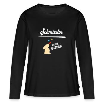 Schmiedin Frohe Ostern Schmiede Oster Outfit - Frauen Premium Bio Langarmshirt - Schwarz - Vorne - Julia (174cm)