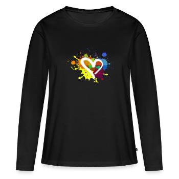 herz,bunt,klecks,farbklecks,bunt - Frauen Premium Bio Langarmshirt - Schwarz - Vorne - Julia (174cm)