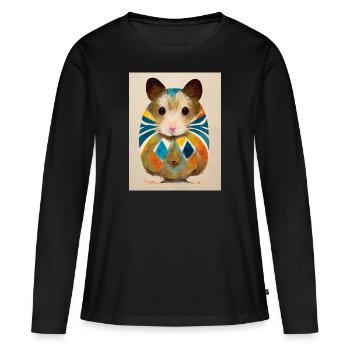 Résumé du hamster - T-shirt manches longues Premium bio Femme - noir - Devant - Julia (174cm)