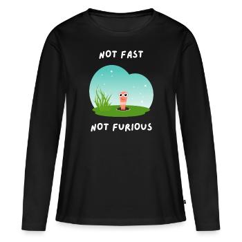 Pas rapide pas en colère - T-shirt manches longues Premium bio Femme - noir - Devant - Julia (174cm)