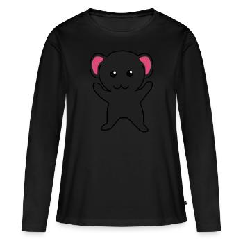 Petite souris noir - T-shirt manches longues Premium bio Femme - noir - Devant - Julia (174cm)