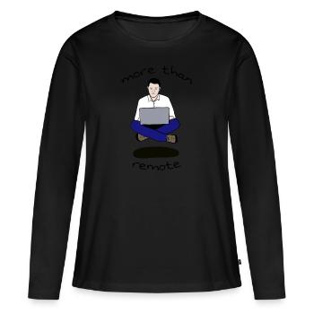 more than remote - Frauen Premium Bio Langarmshirt - Schwarz - Vorne - Julia (174cm)