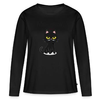 Me-wow. - Frauen Premium Bio Langarmshirt - Schwarz - Vorne - Julia (174cm)