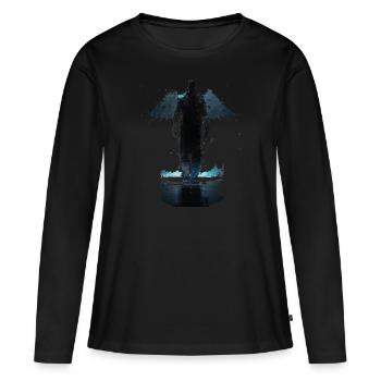 ange - T-shirt manches longues Premium bio Femme - noir - Devant - Julia (174cm)