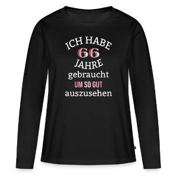 66 Jahre 66. Geburtstag Frauen Geschenk lustig - Frauen Premium Bio Langarmshirt - Schwarz - Vorne - Julia (174cm)