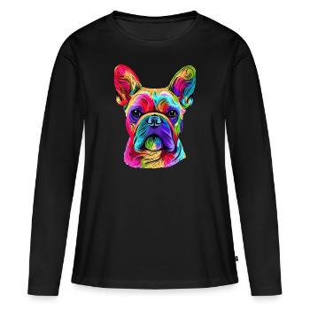 French Bulldog Colorful Art - Women's Premium Organic Long Sleeve Shirt - black - Front - Julia (174cm)