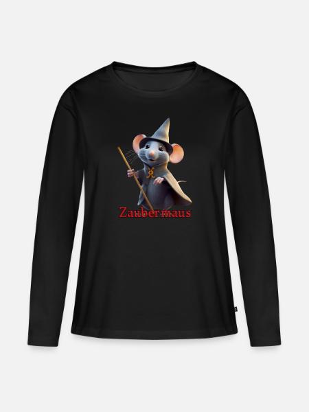 Zaubermaus - Frauen Premium Bio Langarmshirt - Schwarz