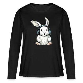 Crap le lapin audiophile - T-shirt manches longues Premium bio Femme - noir - Devant - Julia (174cm)