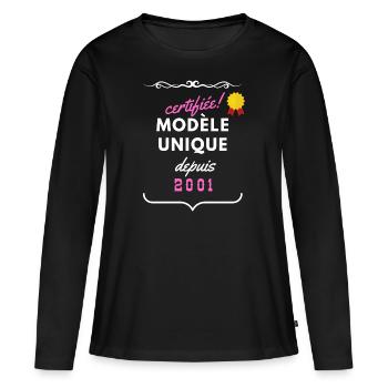 certifiée modèle unique depuis 2001 - T-shirt manches longues Premium bio Femme - noir - Devant - Julia (174cm)