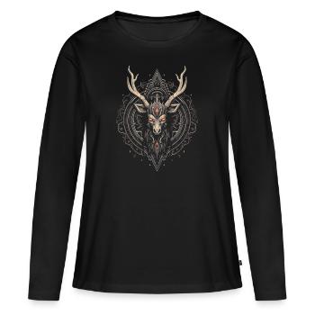 Deer Demon, Skull, Horror, Halloween - Women's Premium Organic Long Sleeve Shirt - black - Front - Julia (174cm)