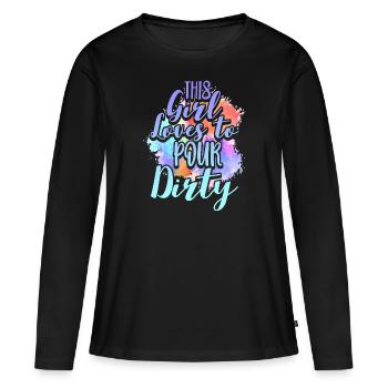 Cette fille aime verser sale - T-shirt manches longues Premium bio Femme - noir - Devant - Julia (174cm)