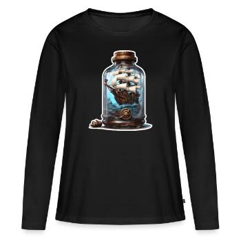 Ship in a Bottle / Message in a Bottle / Ahoy / Anchor - Women's Premium Organic Long Sleeve Shirt - black - Front - Julia (174cm)