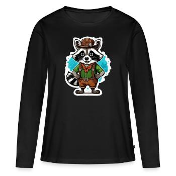 Lederhosen / Animal / Traditional costume / Tradition / Raccoon - Women's Premium Organic Long Sleeve Shirt - black - Front - Julia (174cm)