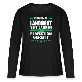 L’agriculteur a mûri à la perfection - T-shirt manches longues Premium bio Femme - noir - Devant - Julia (174cm)