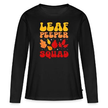 Leaf Peeper Squad Fall Season Leaf Collecting - Frauen Premium Bio Langarmshirt - Schwarz - Vorne - Julia (174cm)