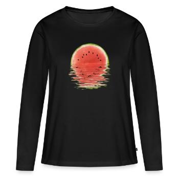 Melon Sunset - Frauen Premium Bio Langarmshirt - Schwarz - Vorne - Julia (174cm)