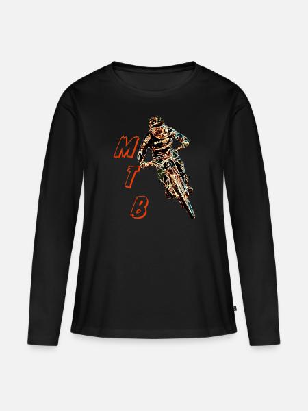 Downhill-Mountainbiken - Frauen Premium Bio Langarmshirt - Schwarz