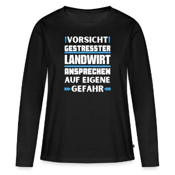 Ne parlez pas à un agriculteur stressé ! - T-shirt manches longues Premium bio Femme - noir - Devant - Julia (174cm)