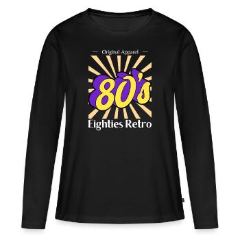 Black and Blue Retro 80 s T Shirt - T-shirt manches longues Premium bio Femme - noir - Devant - Julia (174cm)