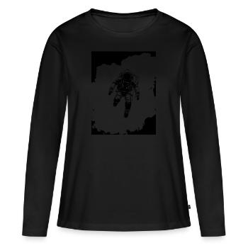 Astronaute perdu - Espace - T-shirt manches longues Premium bio Femme - noir - Devant - Julia (174cm)