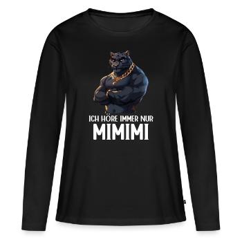 J’écoute toujours Mimimi Jaguar - T-shirt manches longues Premium bio Femme - noir - Devant - Julia (174cm)