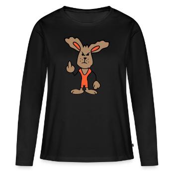 Lapin Majeur Montrer Méchant Coquin Insultant - T-shirt manches longues Premium bio Femme - noir - Devant - Julia (174cm)