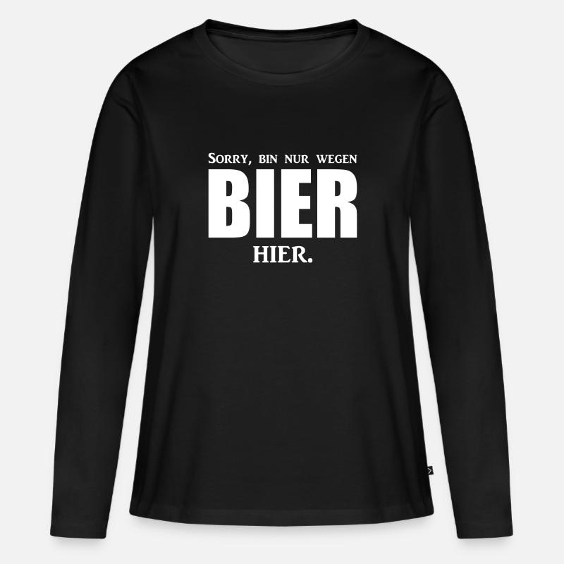 Bier - Spruch - lustig - Frauen Premium Bio Langarmshirt - Schwarz